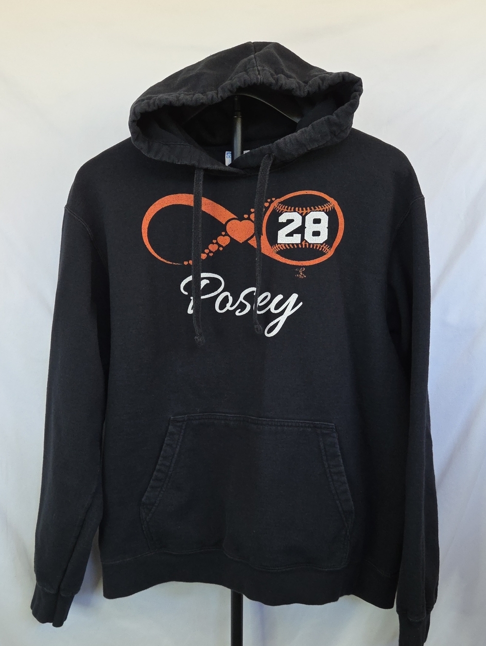 Buster Posey SF Giants Infinity Heart Fan Hoodie Black Women's Size L